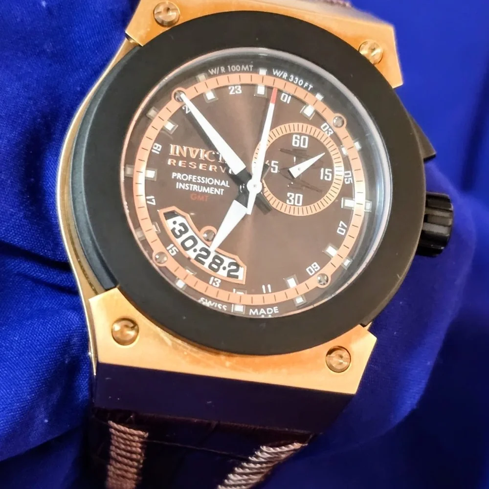 Invicta Akula Swiss Made Reserve Russian Diver Rose Gold GMT Mens Watch NWOT